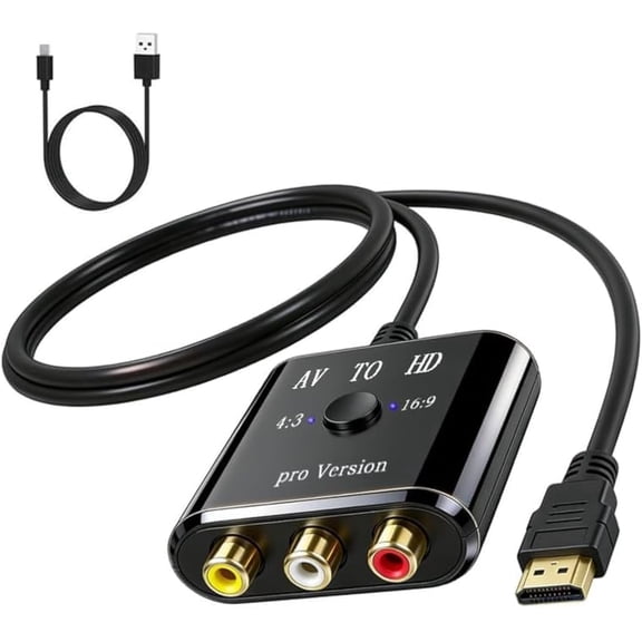 KSRplayer RCA/AV to HDMI Analog to Digital Converter with Accessories Included