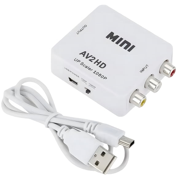 RCA to HDMI Converter, AV to HDMI Converter, 1080P Mini RCA Composite CVBS Video Audio Converter Adapter Supporting PAL/NTSC for TV/PC/PS3//PS4/Laptop/STB/Xbox VHS/VCR/Blue-Ray DVD Players