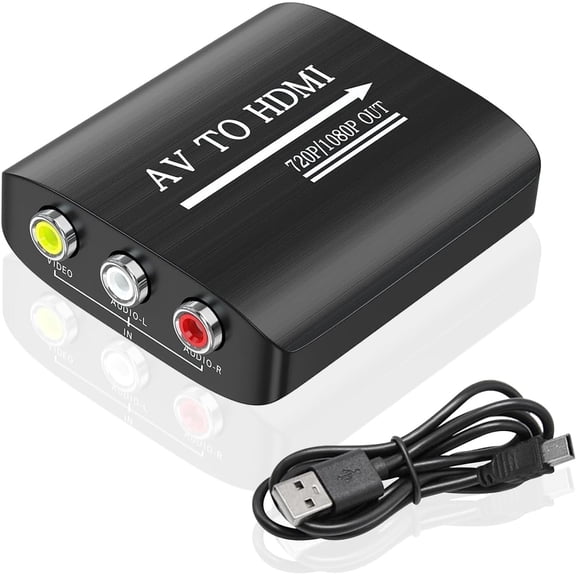 RCA to HDMI Converter, AV to HDMI Converter,AV Composite Video to Digital Video 1080p/720p Adapter, Supports PAL/NTSC/SECAM, HD Video Output for VCR,CVBS, DVD, WII, Plug & Play, No Driver Needed