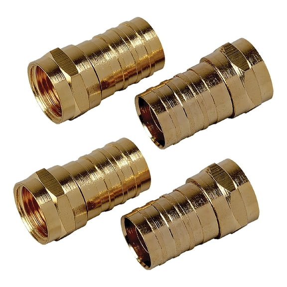 RCA RG6 Gold-Plated Crimp Connector, 4 Pack, VH1454RV