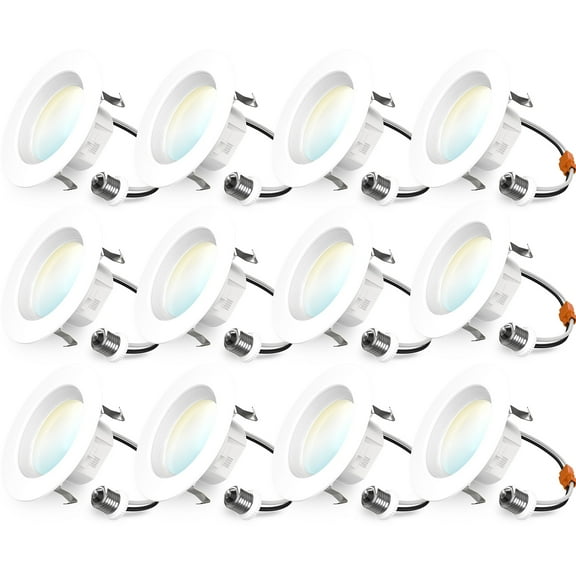 Sunco 12 Pack 4 Inch LED Recessed Lights, Retrofit Can Lighting, 660 LM, 11W (40W Equivalent), Selectable CCT 2700K/3000K/4000K/5000K, Dimmable, Baffle Trim, Replacement Conversion Kit UL