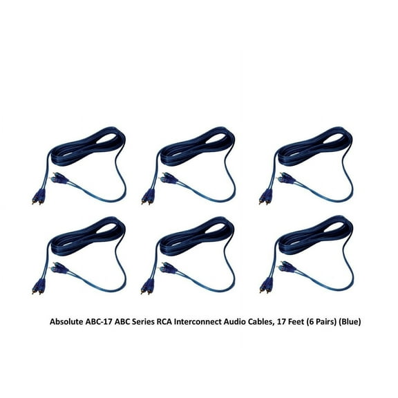 RCA Interconnect Audio Cables 17 Feet 6 Pair (Blue)