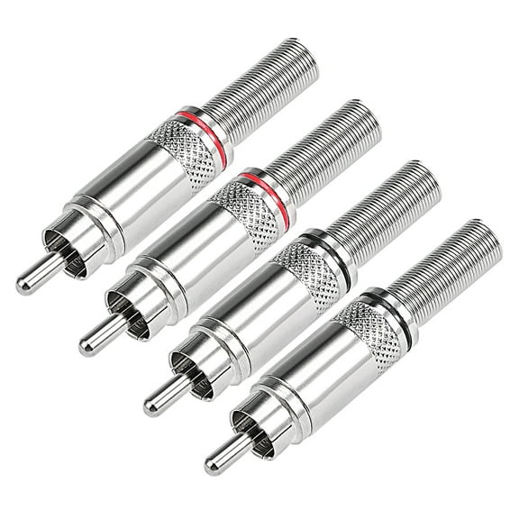RCA Male Soldering Connector A/V Joiner Silver Tone Audio Video Connectors 4pcs