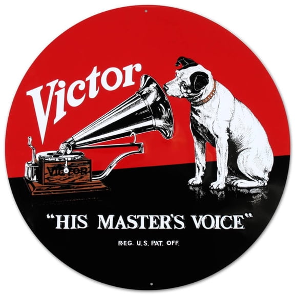 RCA Nipper Victor Record Phonograph Tin Sign - 14x14