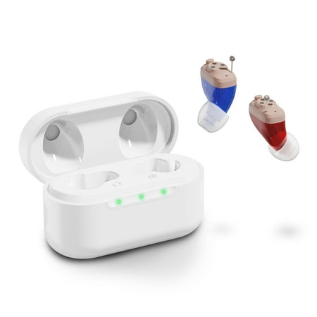 RCA OTC In-Ear Hearing Aids with Charging Case, Beige