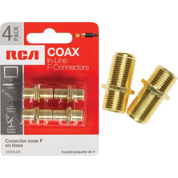 RCA Premium Coax in-Line F-Connectors - 4 Pack VH664R