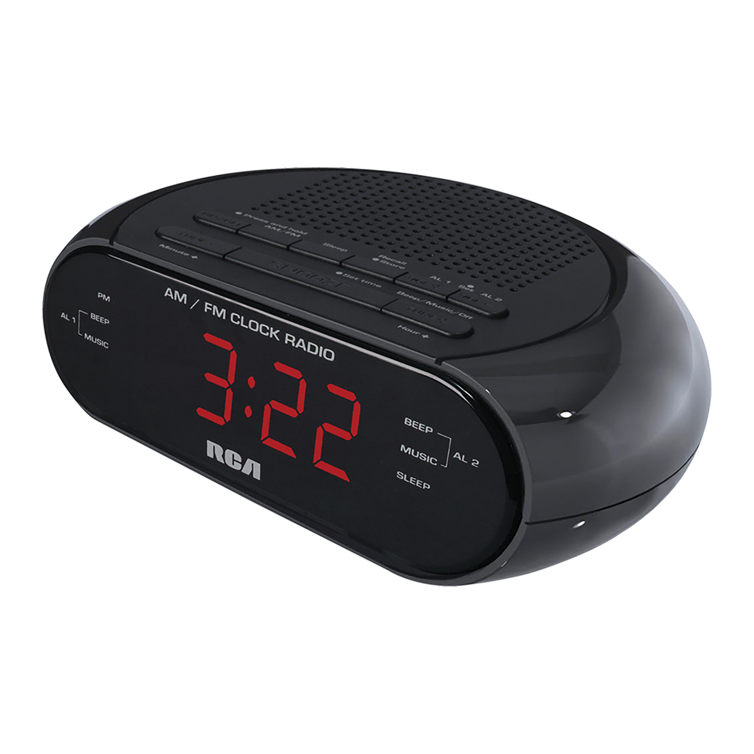 RCA RC205 Dual Alarm Clock Radio with Red LED & Dual Wake