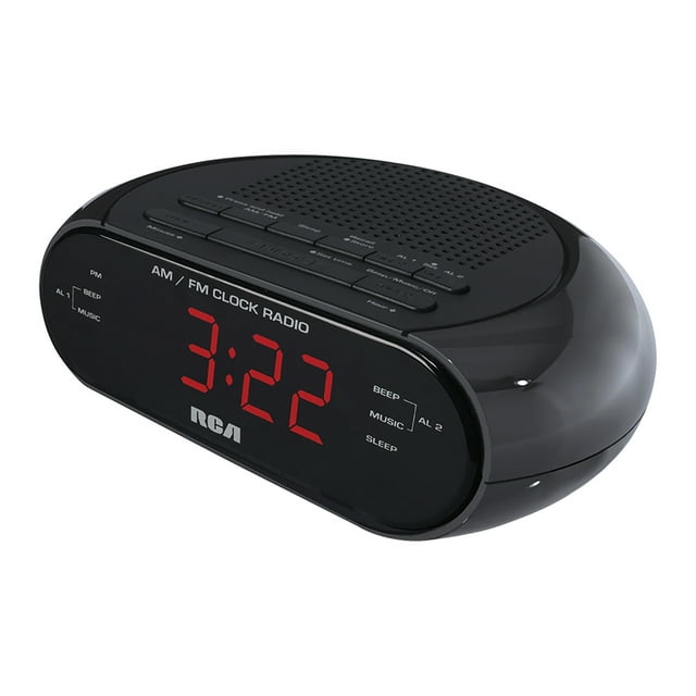 RCA RC205 Dual Alarm Clock Radio with Red LED & Dual Wake