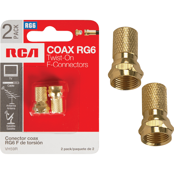 RCA RG59 Coaxial F-Connector - Single Pack Residential Use, Standard Application