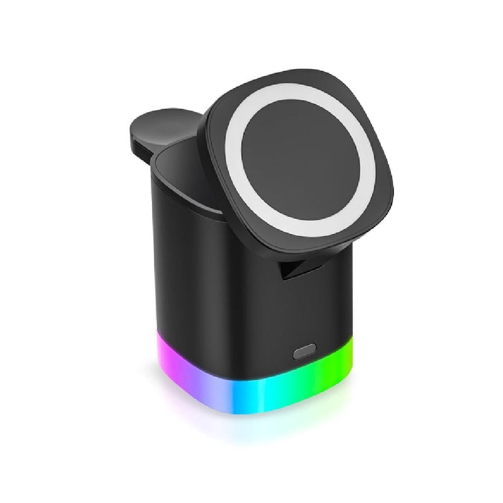 RCA RGB Wireless Charging Station for iPhone/Watch/AirPods, Black