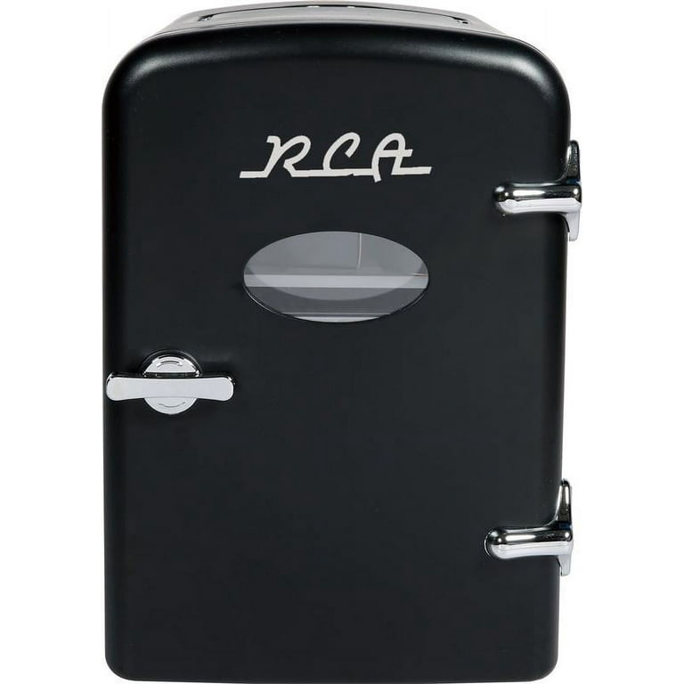 RCA Retro Mini Fridge 6 Can Beverage Compact Fridge and Warmer - Black