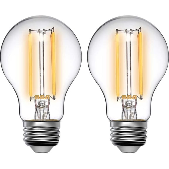 RCA Smart Light Bulbs, 2-PK, WiFi LED Light Bulb, Tunable Dimmable A19 Amber LED Bulbs, 8W 60W Equiv, 720 Lumens, Alexa & Google Compat, Vintage LED Lights for Bedroom, RCA Smart Home APP, No Hub Req