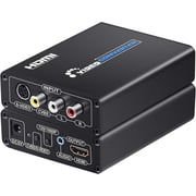 RCA Svideo to HDMI Converter with AV + S-Video Cables, RCA Composite CVBS AV or Svideo + R/L Audio Input to HDTV Output Upscale Converter