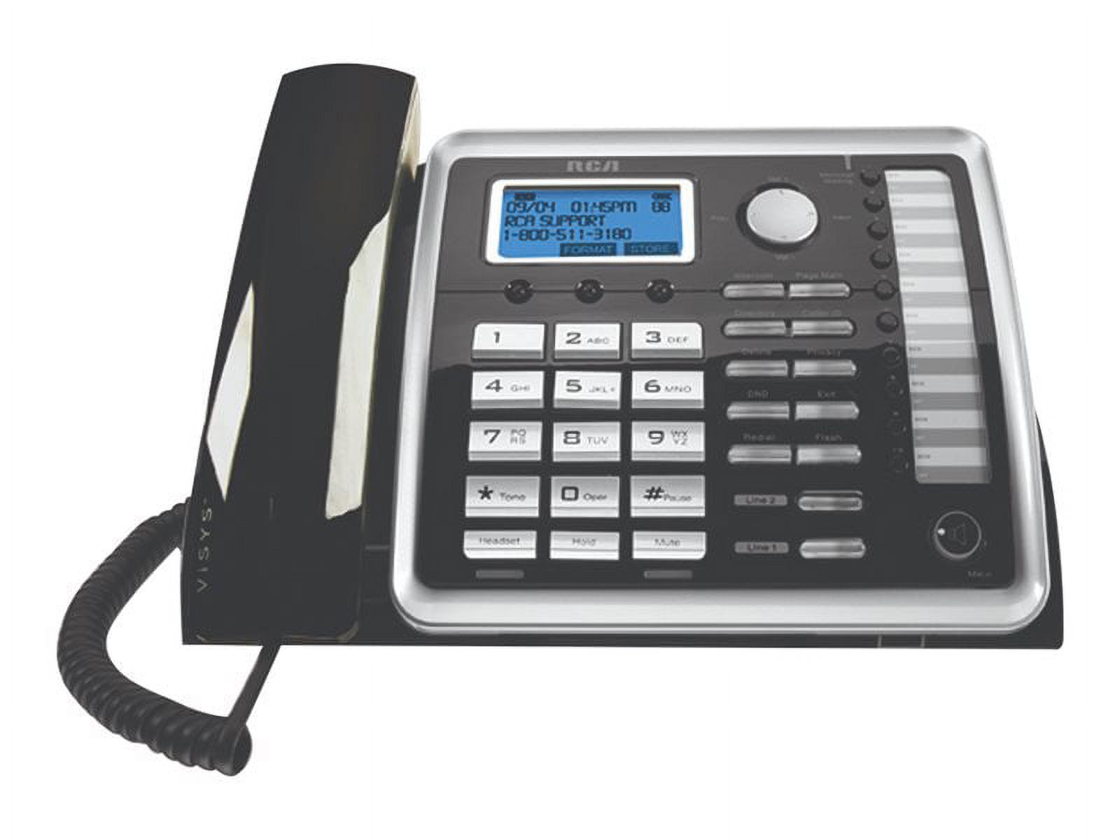 RCA ViSYS 25216 - Cordless phone with caller ID/call waiting - DECT 6.0 - 2-line operation - black, silver - image 1 of 3