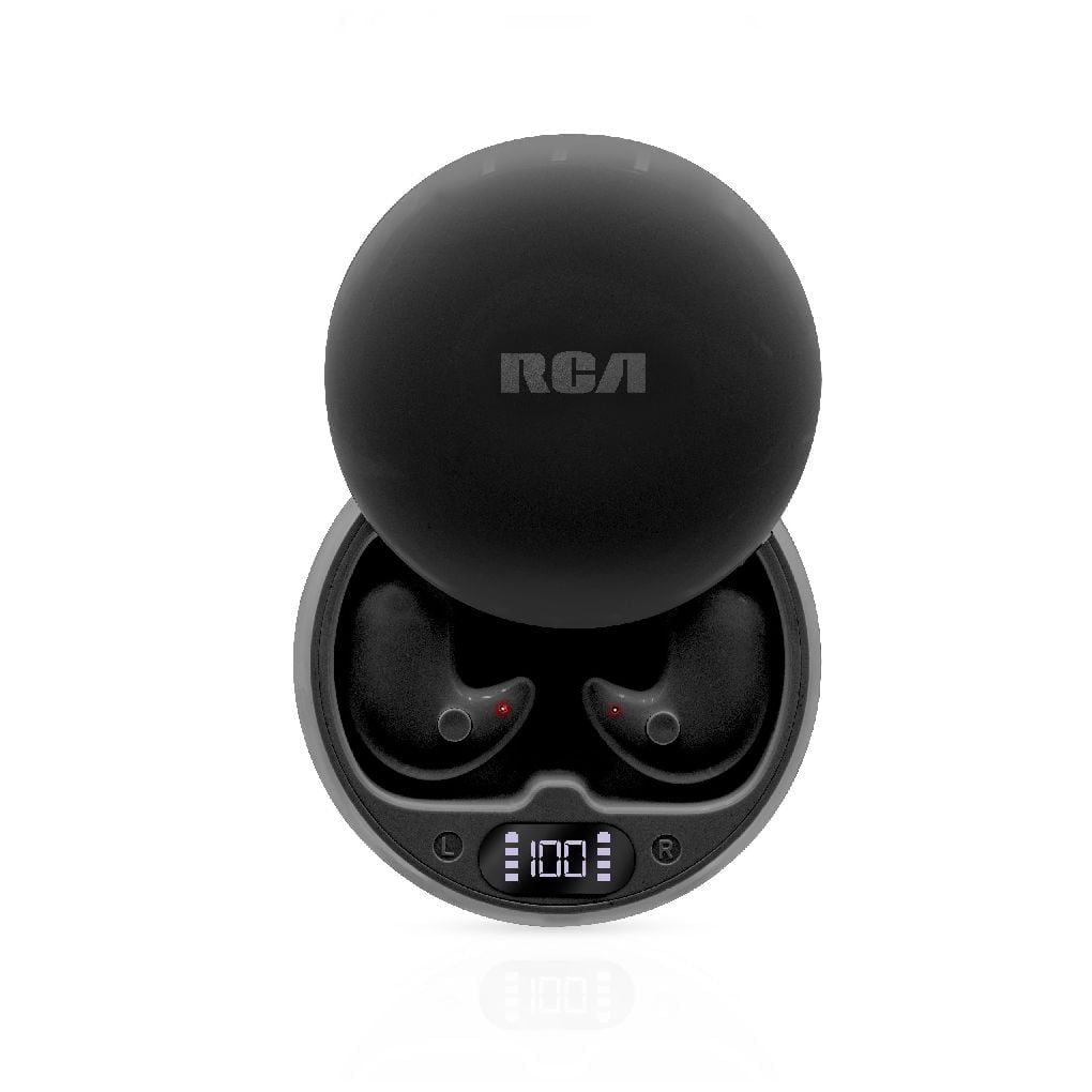 RCA Wave-80 True Wireless Earbuds, 20H Playtime, Hi-Res Audio, Black