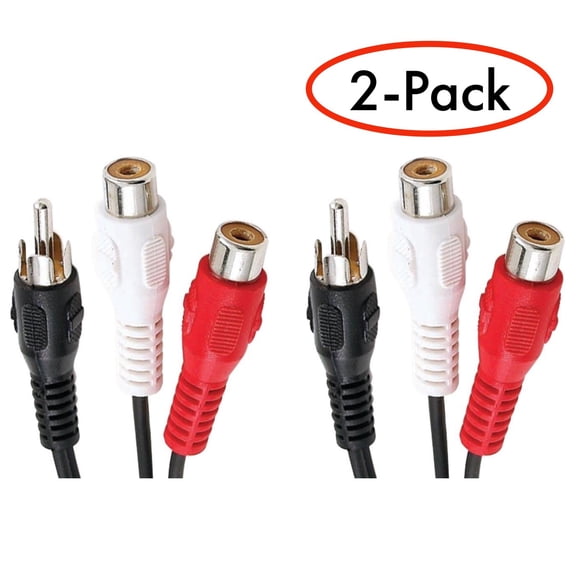 RCA Y-Adapter Cable 6” (1 RCA Male Plug to 2 RCA Female Jacks) – Pack 2