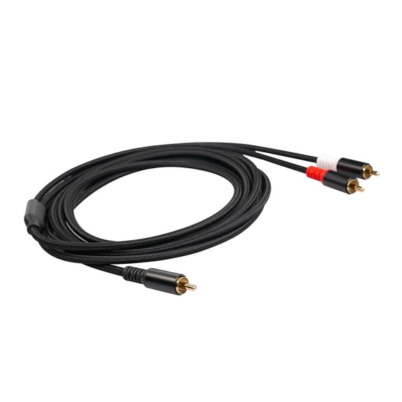 RCA Y Cable 1 Male to 2 Male Audio Adapter Dual Shielded Gold Plated RCA Splitter for TV Amplifier Mixer 6.56 ft / 2 m Black