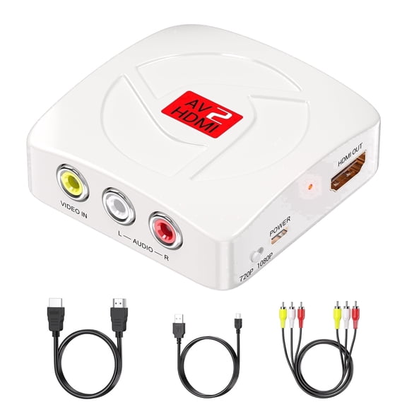 RCA to HDMI Converter, CVBS Composite AV Adapter for Retro Game Consoles & Media Devices, HDMI & RCA Cables Included