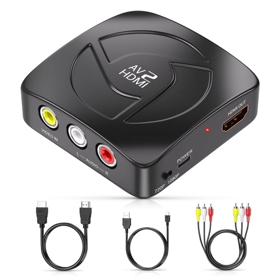 RCA to HDMI Converter, CVBS Composite AV Adapter for Retro Game Consoles & Media Devices | Includes HDMI & RCA Cables