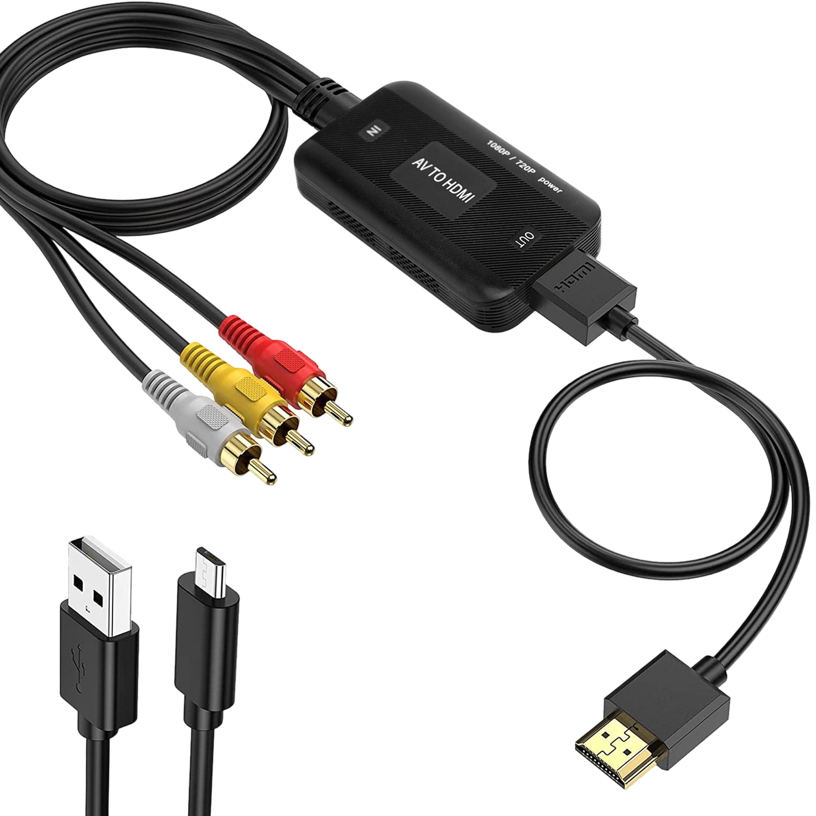 RCA to HDMI Converter Cable, 1080P RCA AV Composite to HDMI Video Audio ...