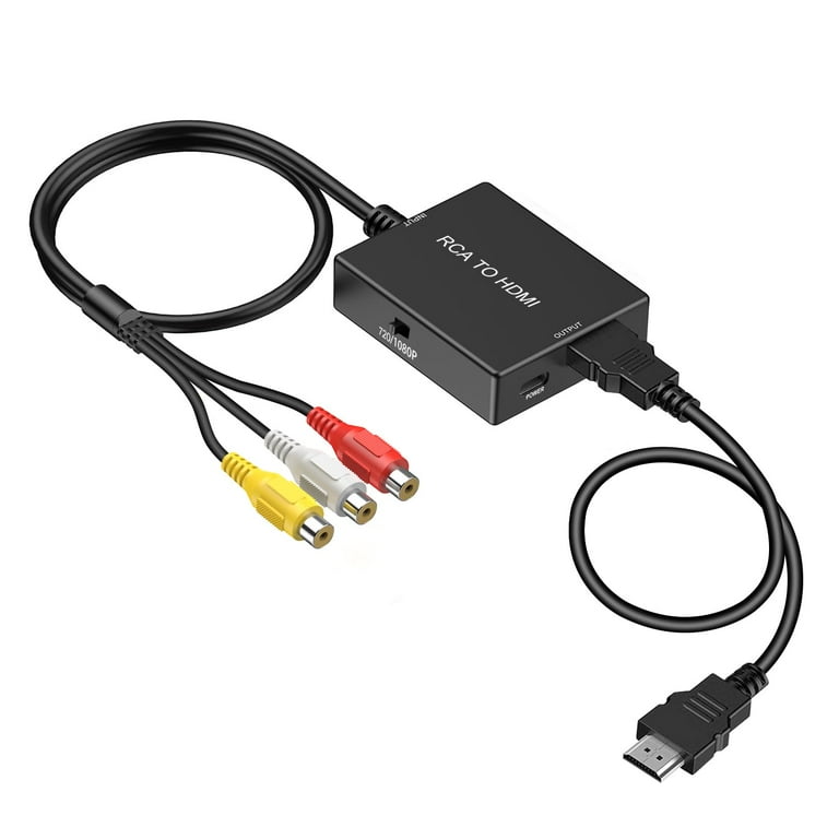 RCA to HDMI Converter Watch Old Equipment on Smart TV 1080P HDMI Output Video Audio Adapter for TV PC PS3 Xbox DVD Players Black