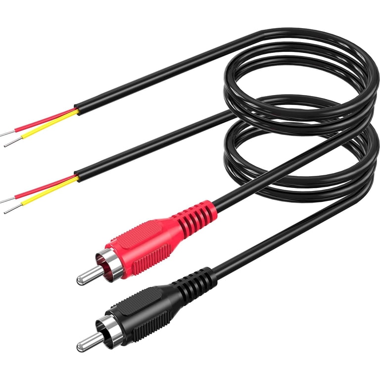 Philmore 6ft RCA To Bare Wire Audio Cable – 2-Pack Speaker Subwoofer Cord (CA65)