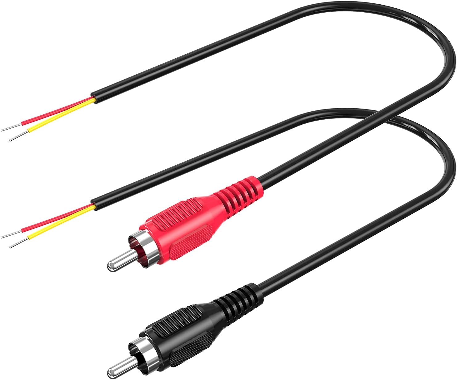 RCA to Speaker Wire Adapter, 18AWG 2 Pack 3ft RCA Male Plug to Bare