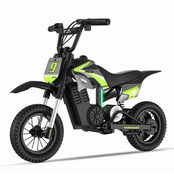 RCB R9XPro 36V Electric Dirt Bike for Kids,350W Electric Motorcycle,3 Speeds up to 15.5mph,10-mile Range,Ages 5+,Green