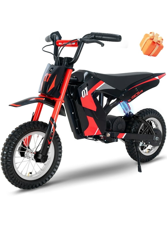 RCB Electric Dirt Bike, 36 V Electric Toy Motorcycle,300w & 9.3Miles,3 Speed Modes Electric Motocross for Kids Ages 3-12 Red