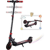 RCB Electric Scooter for Kids Ages 8 , Lightweight and Foldable, 250W Motor, Max 10 Mile & 12.5Mph, Double Brake, Adjustable Height Anti-Slip Handlebars,Red