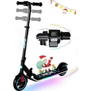 RCB Electric Scooter for Kids Ages 6-12, 200w, up to 10 Mph, Colorful Rainbow Light, Adjustable Speed &Height,Black