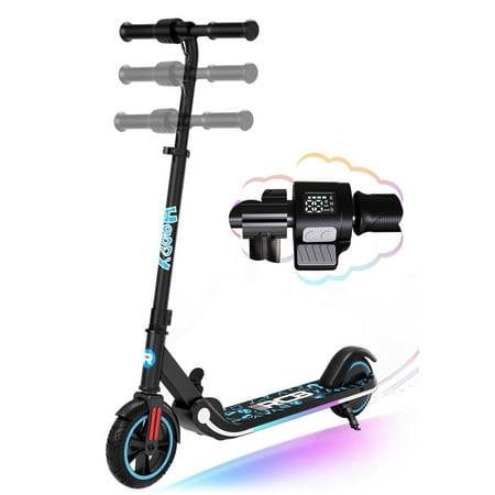 RCB Electric Scooter, for Kids Ages 6+, 3 Speeds and Height Adjustable,Vibrant Lights,Black
