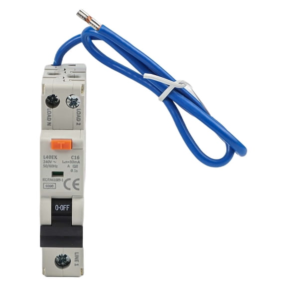 RCBO Safety Switch Residual Current Circuit Breaker 30mA For Earth Leakage Sensitivity 6kA Breaking Capacity with Electromechanical Durability of 4000 Cycles (16A)