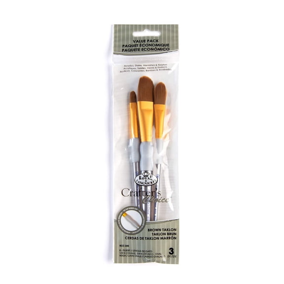 RCC 245 | Crafter's Choice 3pc Brown Taklon Variety Brush Set