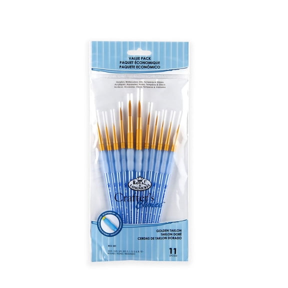 RCC 301 | Crafter's Choice 11pc Golden Taklon Round Brush Set