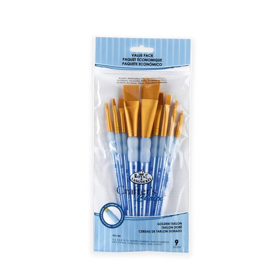 RCC 302 | Crafter's Choice 9pc Golden Taklon Shader/Wash Brush Set