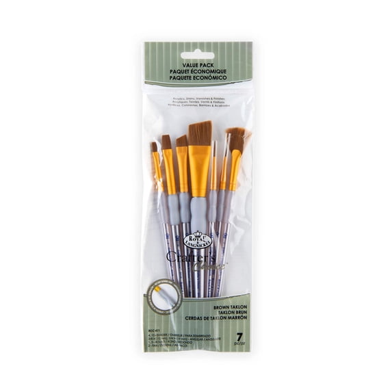RCC 411 | Crafter's Choice™ 7pc Brown Taklon Variety Brush Set