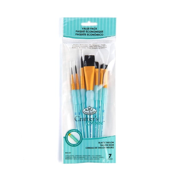 RCC 417 | Crafter's Choice 7pc Black Taklon Variety Brush Set