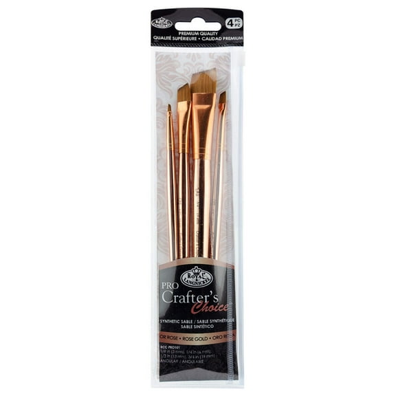 RCC PRO101-ZP | Crafter's Choice™ Pro 4pc Synthetic Sable Angular Brush Set