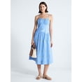 thumbnail image 1 of Free Assembly Women's and Women’s Plus Tie Back Cotton Midi Dress with Drop Waist, Sizes XS-4X, 1 of 6