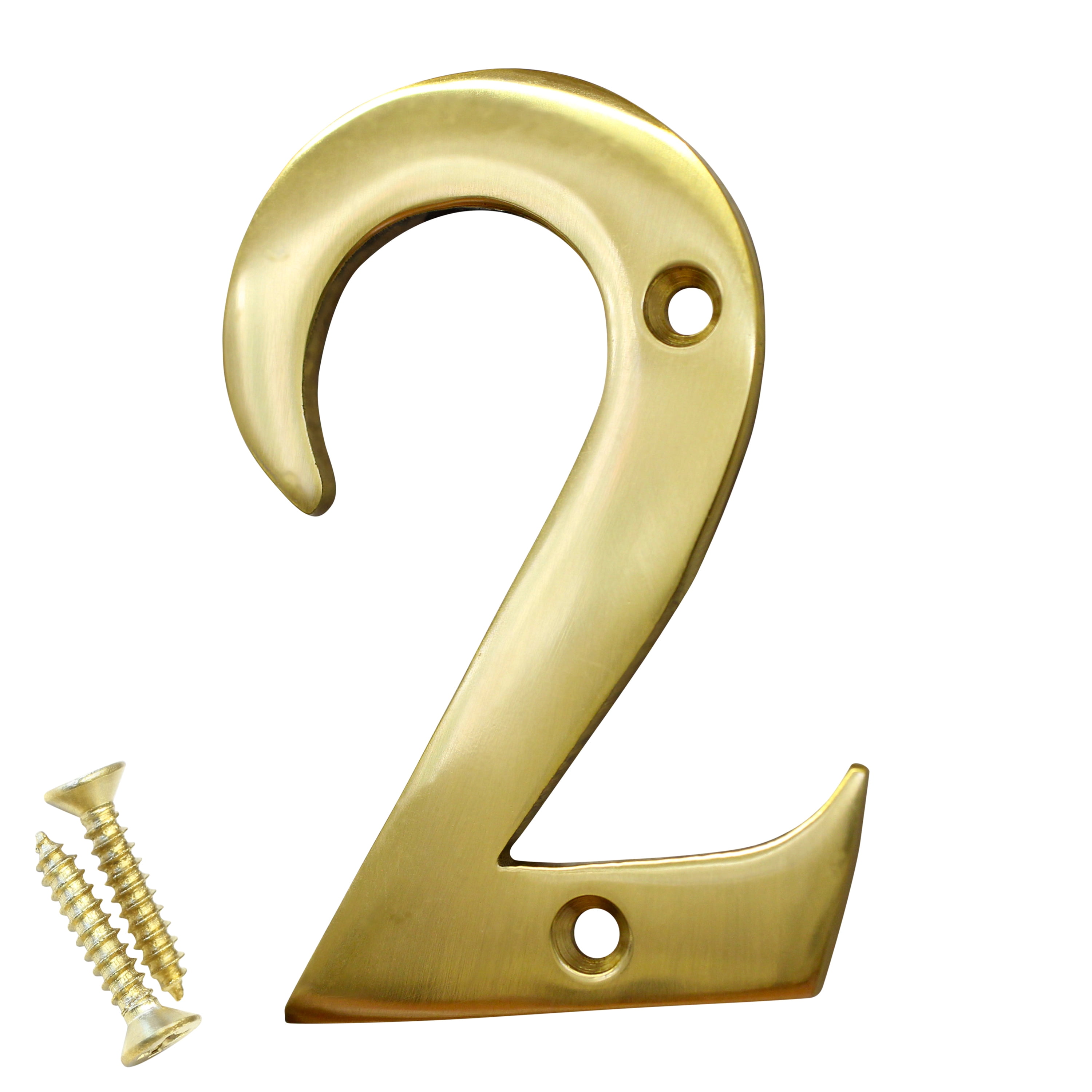 3-Inch Polished Brass House Number with Screws