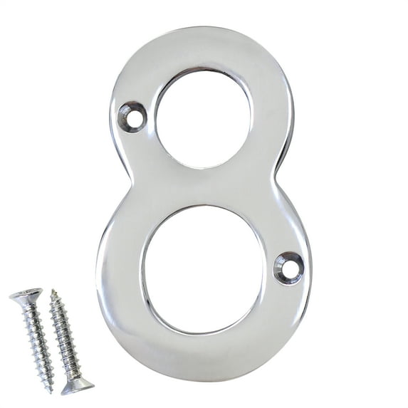 RCH Hardware NO-BR2270-75 Brass House Number, 3 Inch, Polished Chrome