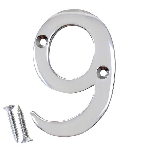 RCH Hardware NO-BR2270-75 Brass House Number, 3 Inch, Polished Chrome