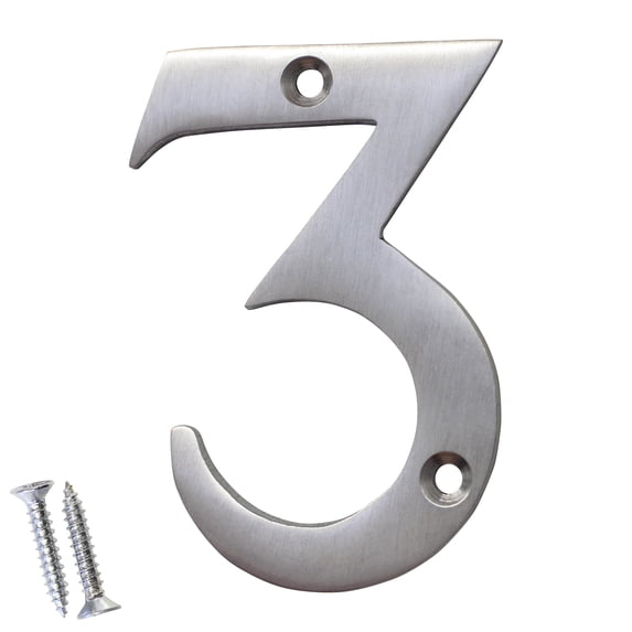 RCH Hardware NO-BR2270-75 Brass House Number, 3 Inch, Satin Chrome