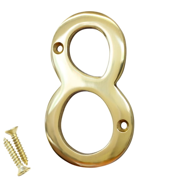 RCH Hardware NO-BR2271-100 Brass House Number, 4 Inch, Polished Brass