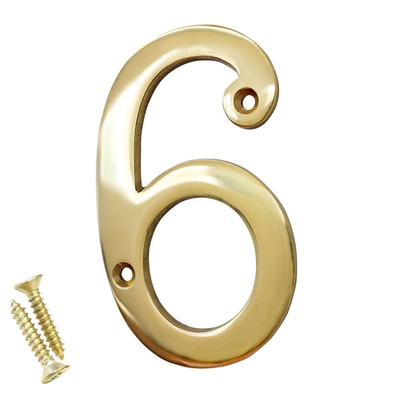 RCH Hardware NO-BR2271-100 Brass House Number, 4 Inch, Polished Brass