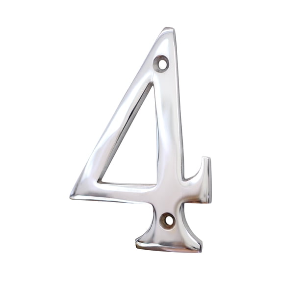 RCH Hardware NO-BR2271-100 Brass House Number, 4 Inch, Polished Chrome