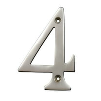 RCH Hardware NO-BR2271-100 Brass House Number, 4 Inch, Satin Chrome