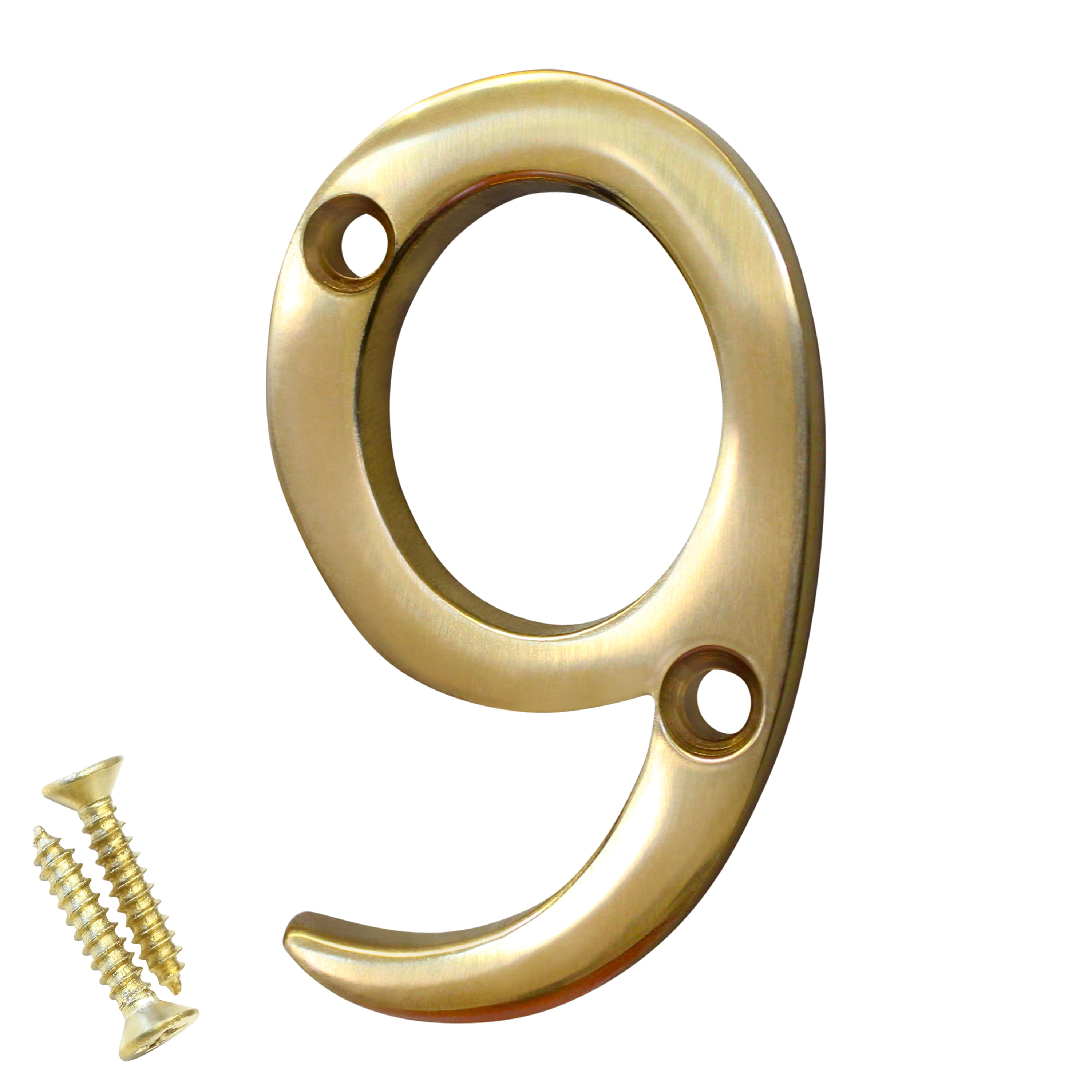 2-Inch Polished Brass Metal House Number 9