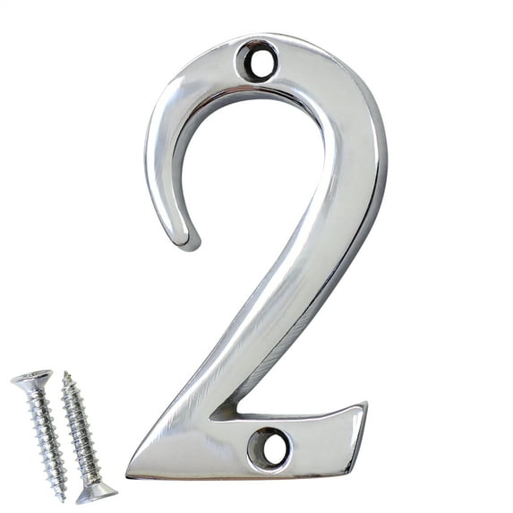 RCH Hardware NO-BR235-50 Brass House Number, 2 Inch, Polished Chrome